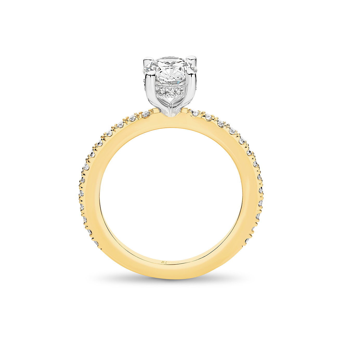Destiny Oval Brilliant Lab Diamond Hidden Halo Engagement Ring In 18K Yellow Gold
