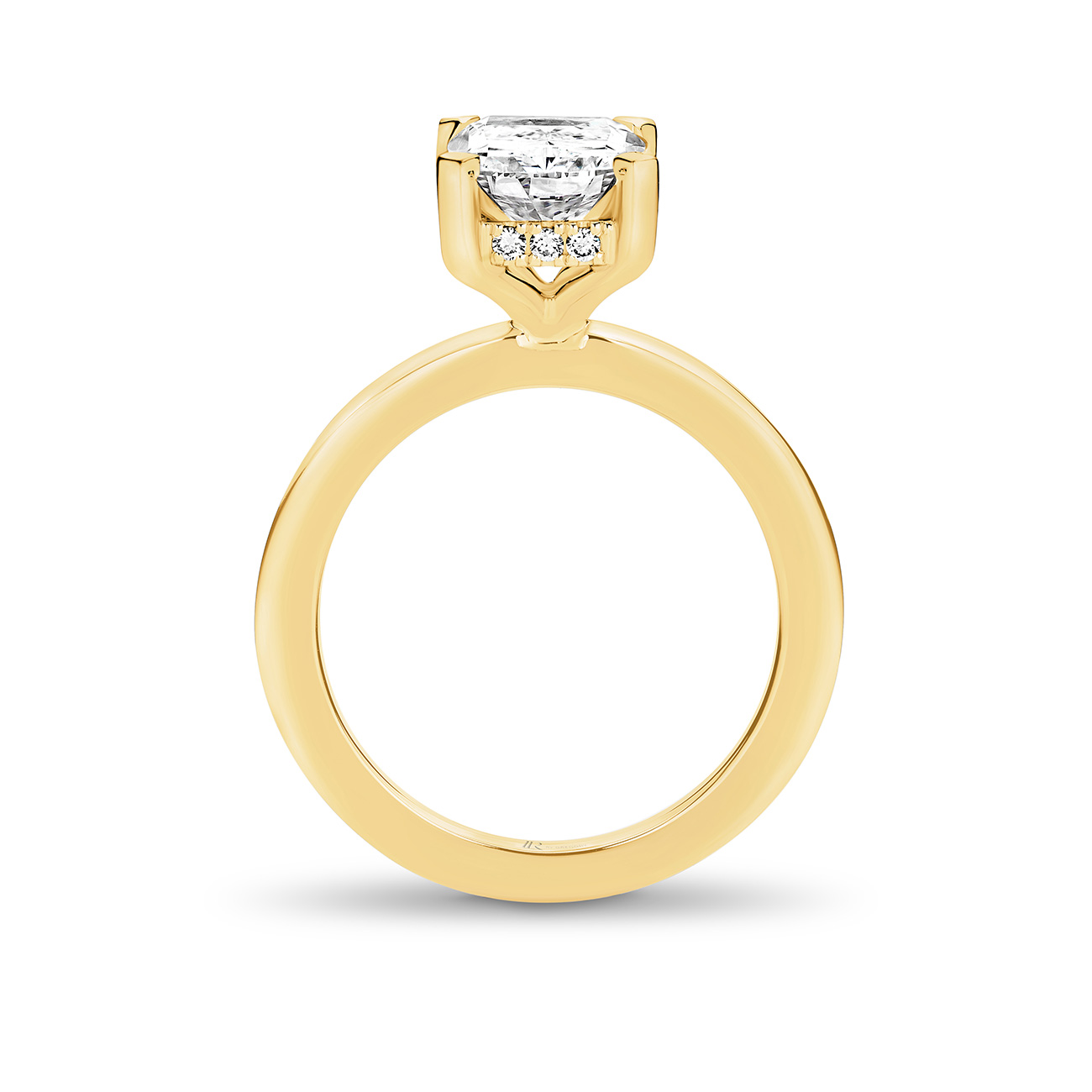 Eternity Radiant Cut Lab Diamond Hidden Halo Engagement Ring In 18K Yellow Gold