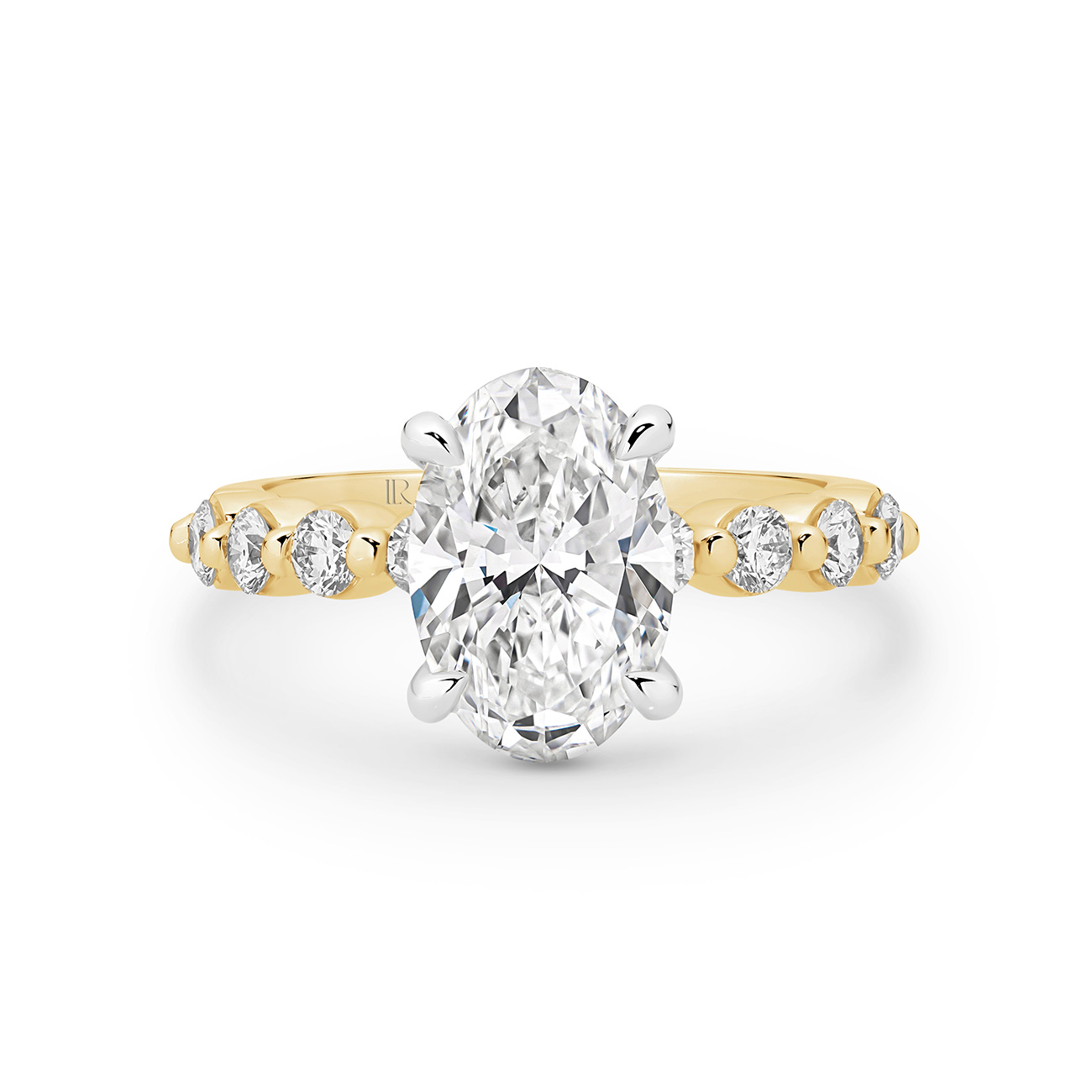 Aura Oval Brilliant Lab Diamond Band Engagement Ring In 18K Yellow Gold
