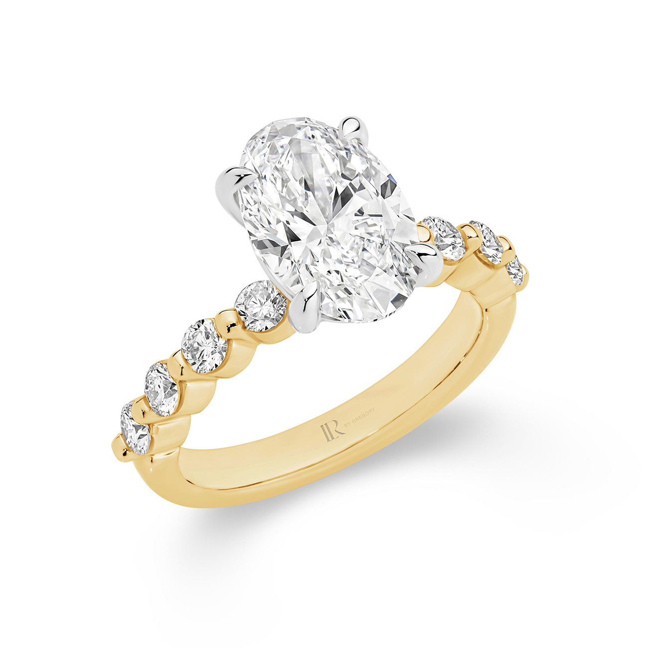 Aura Oval Brilliant Lab Diamond Band Engagement Ring In 18K Yellow Gold