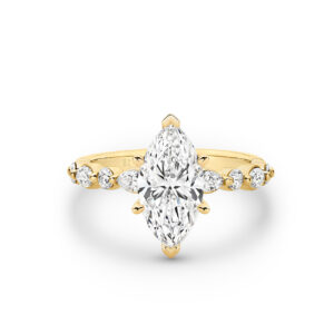 Aura Marquise Lab Diamond Ring With Shoulder Diamonds In 18K Yellow Gold