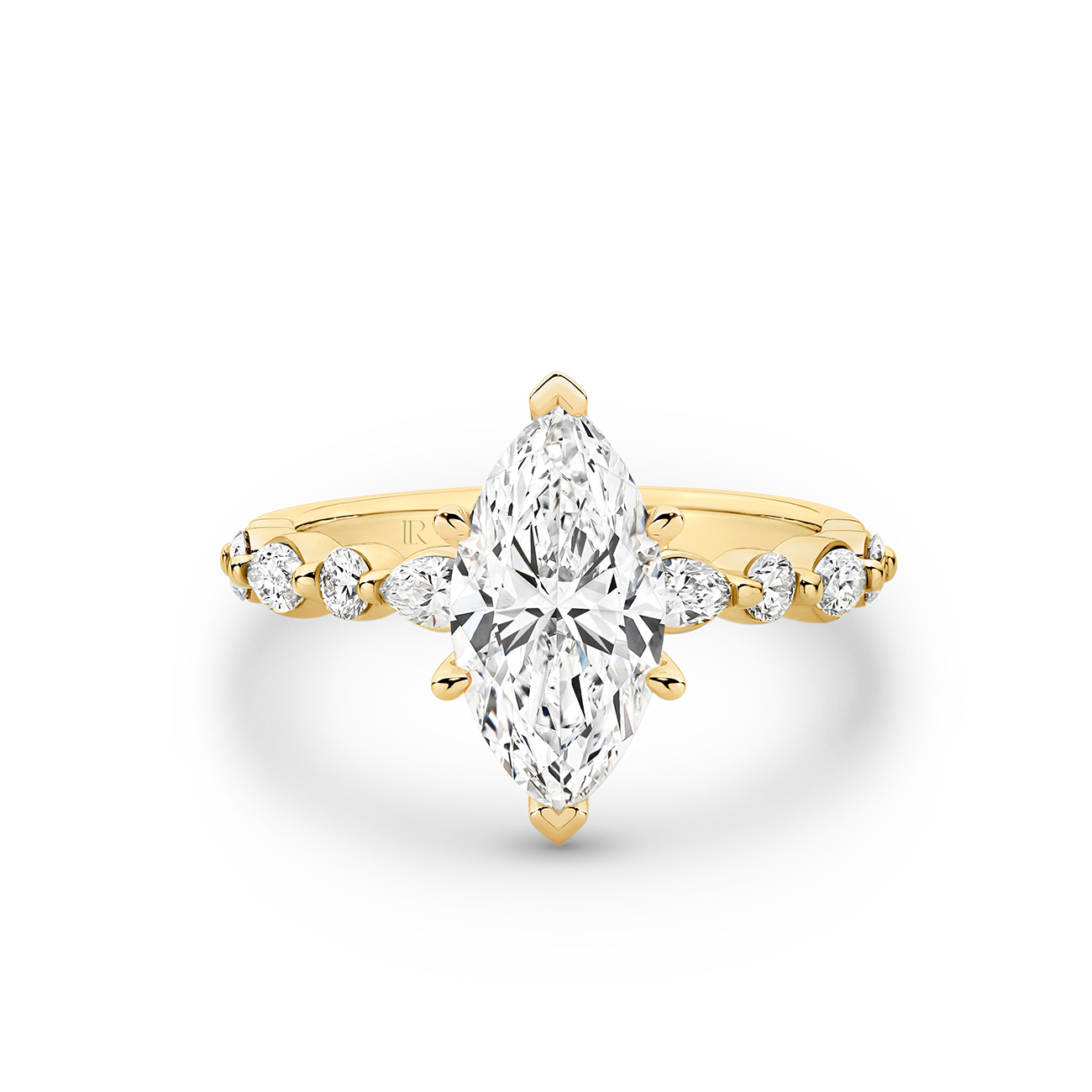 Aura Marquise Brilliant Lab Diamond Band Engagement Ring In 18K Yellow Gold