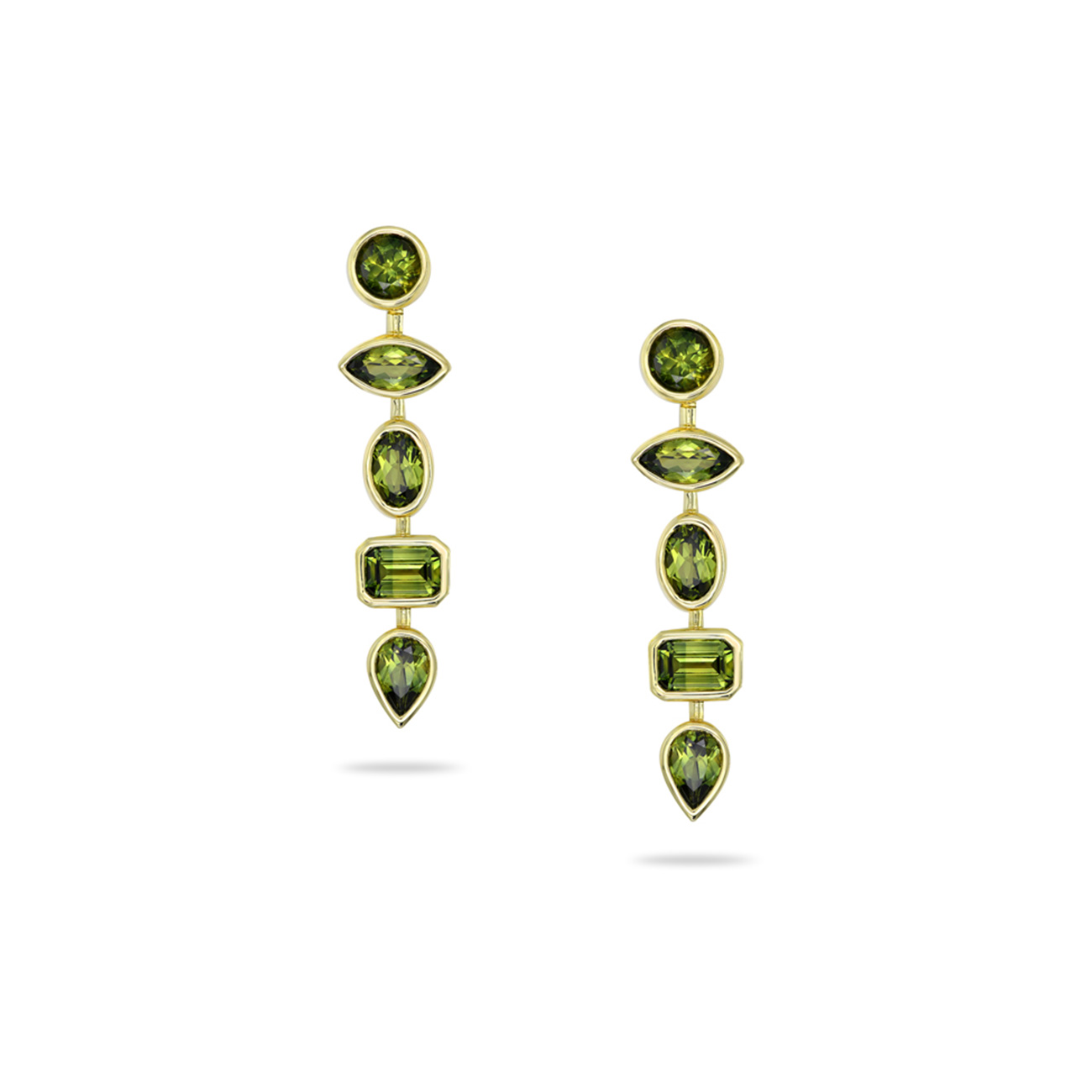 Green Australian Sapphire Tetra Earrings