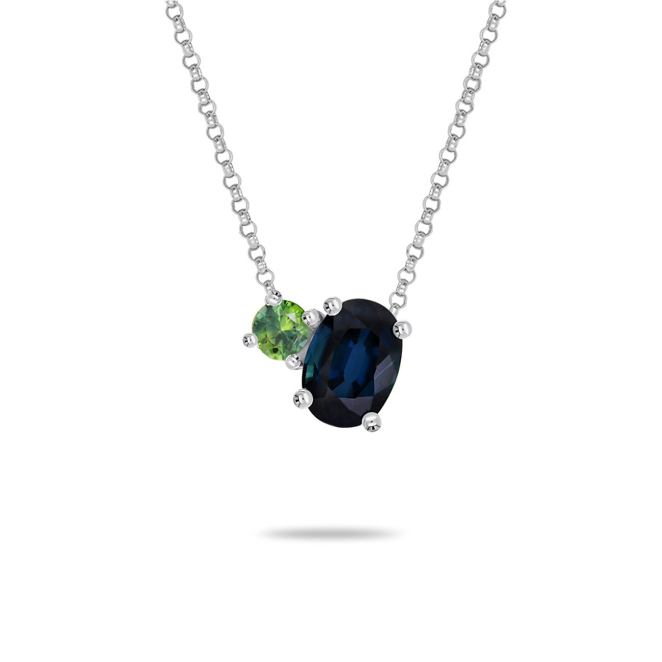 Blue &#038; Teal Australian Sapphire Toi Et Moi Necklace