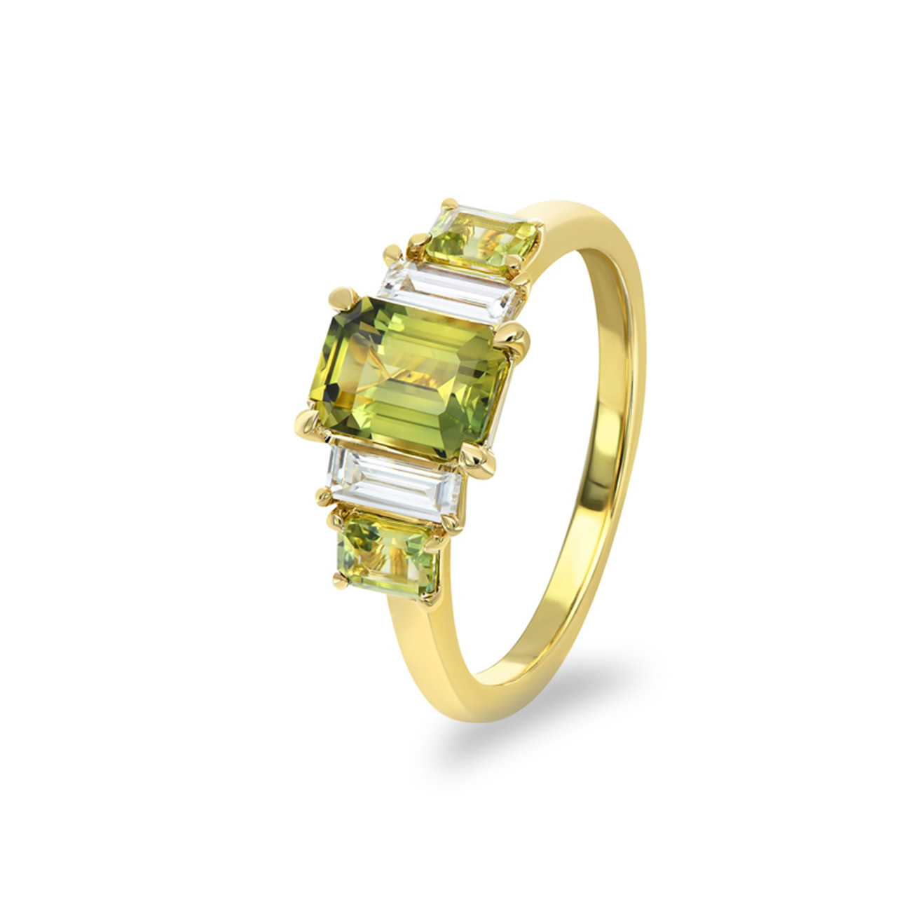Greenish Yellow Australian Sapphire Empire Ring