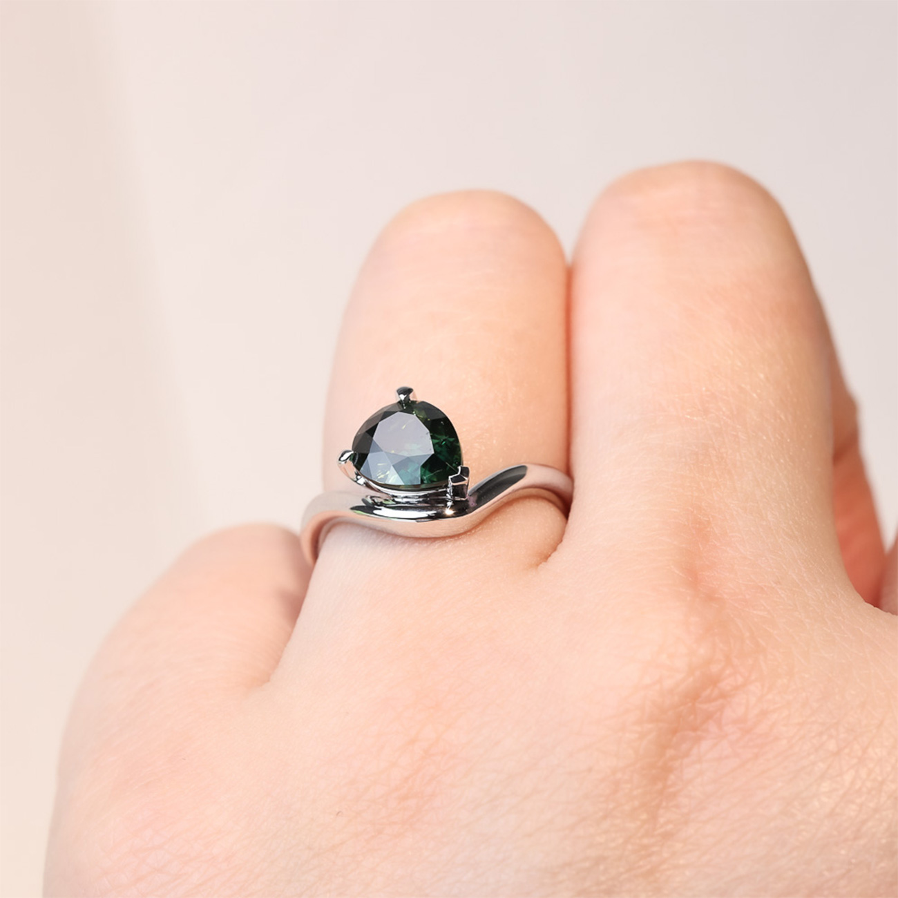 Parti Teal Australian Sapphire Pear Enya Ring