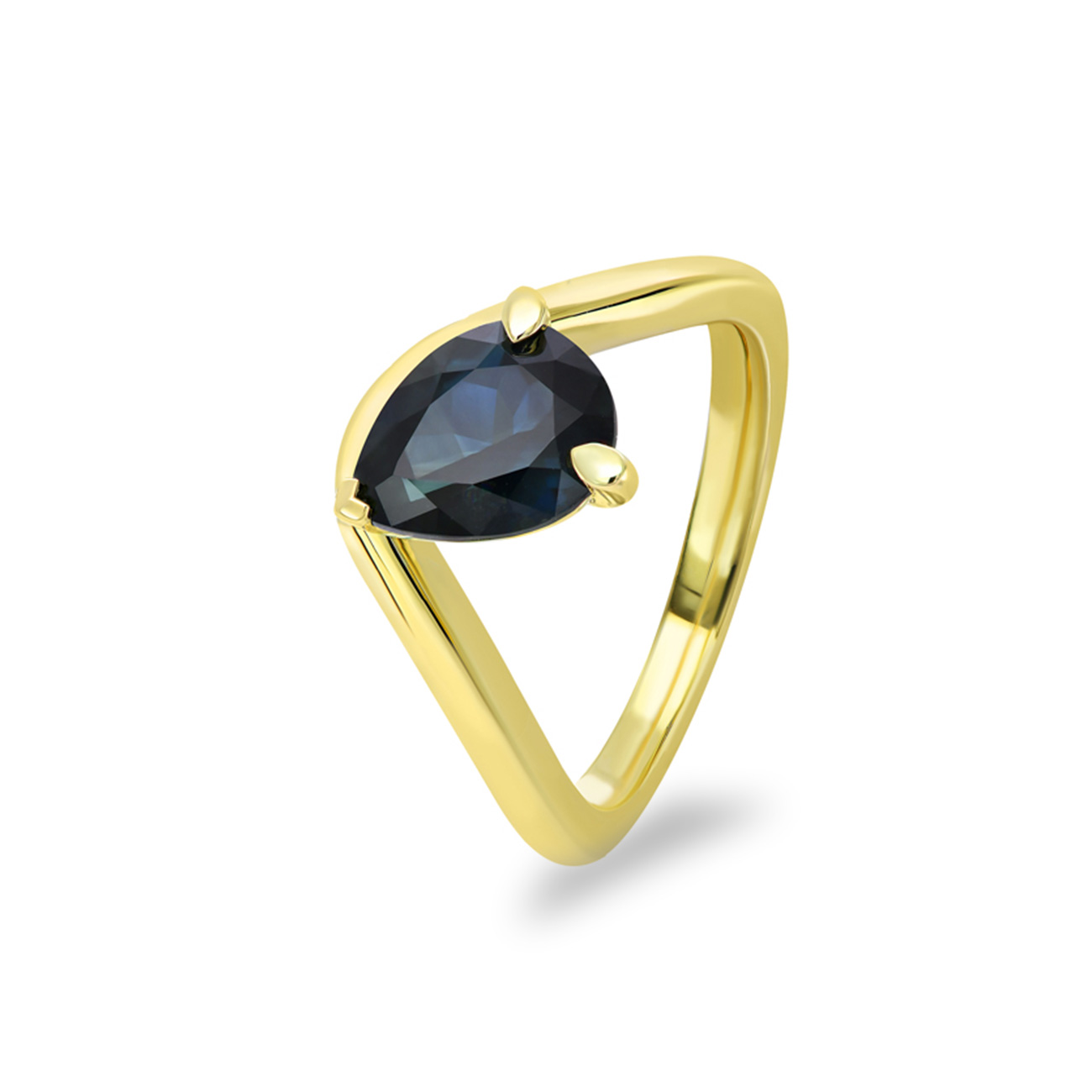 Blue Australian Sapphire Pear Enya Ring