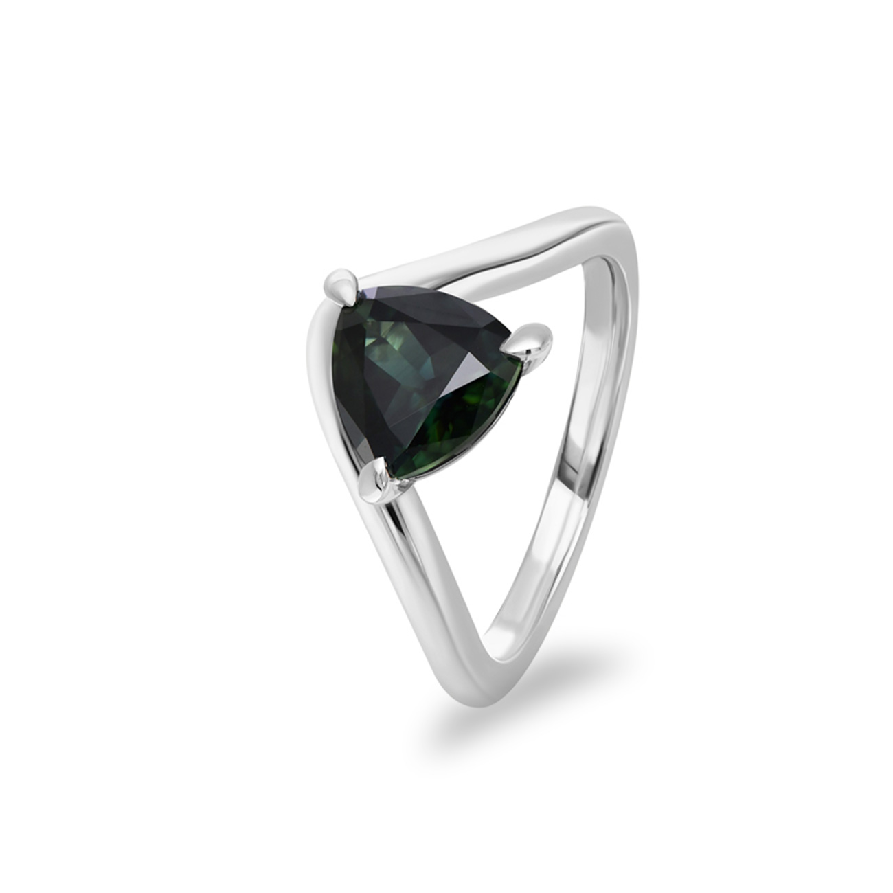 Teal Australian Sapphire Trilliant Enya Ring