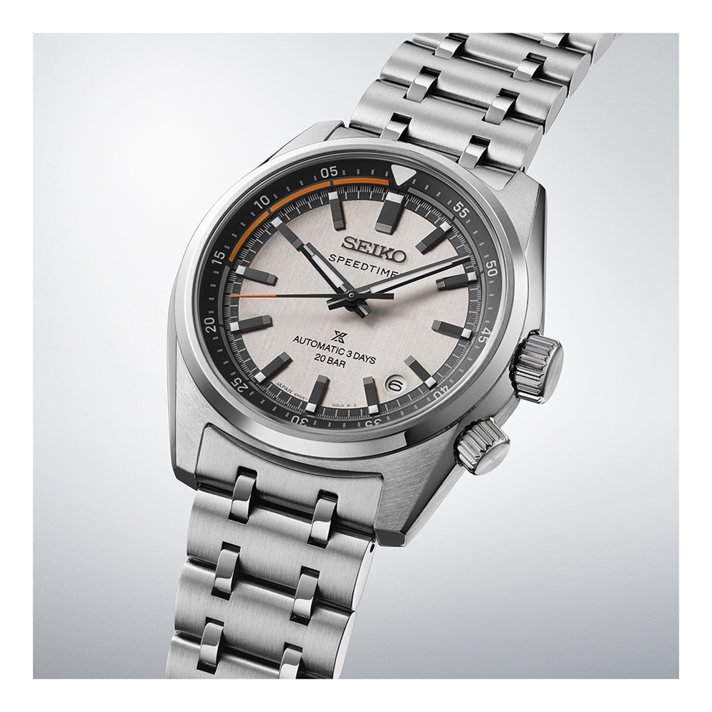 Seiko-Prospex-Speedtimer-SPB513J-39mm-Cream-Dial-Bracelet-Dial Seiko Prospex Speedtimer Automatic SPB513J with cream dial and orange accents and bracelet - dial