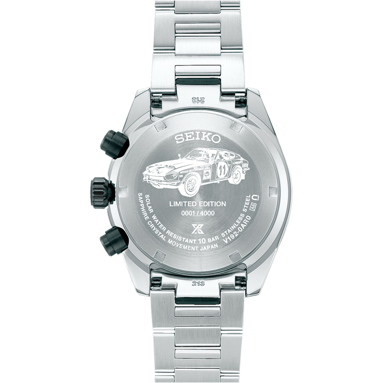 Seiko-Prospex-Speedtimer-SSC957P-Datsun-41mm-Bracelet-Caseback Seiko Prospex Speedtimer Datsun 240Z Limited Edition 39.5mm SSC957P with Bracelet - back