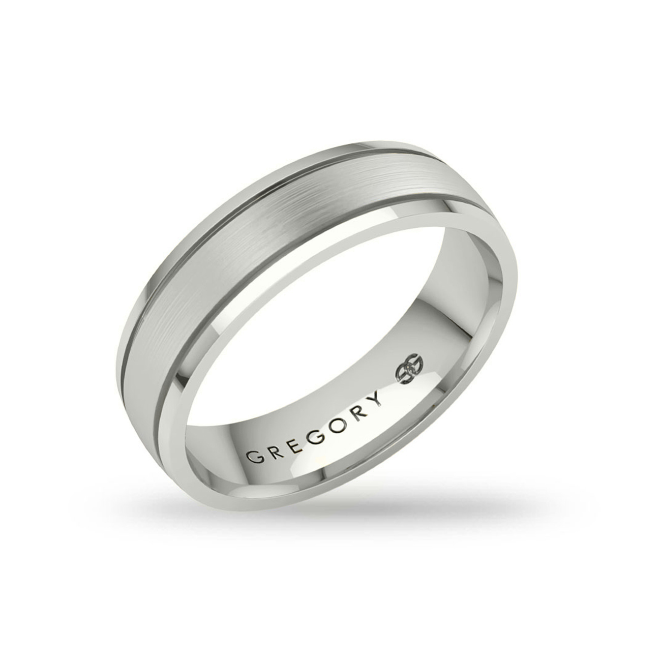 White Gold Modern Wedding Band