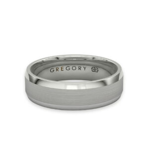 White Gold Modern Wedding Band W119 – Sleek Flat Profile with Comfort Fit and Polished Edges
