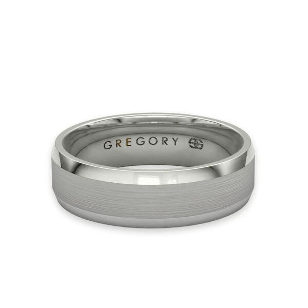 White Gold Modern Wedding Band W119 – Sleek Flat Profile with Comfort Fit and Polished Edges