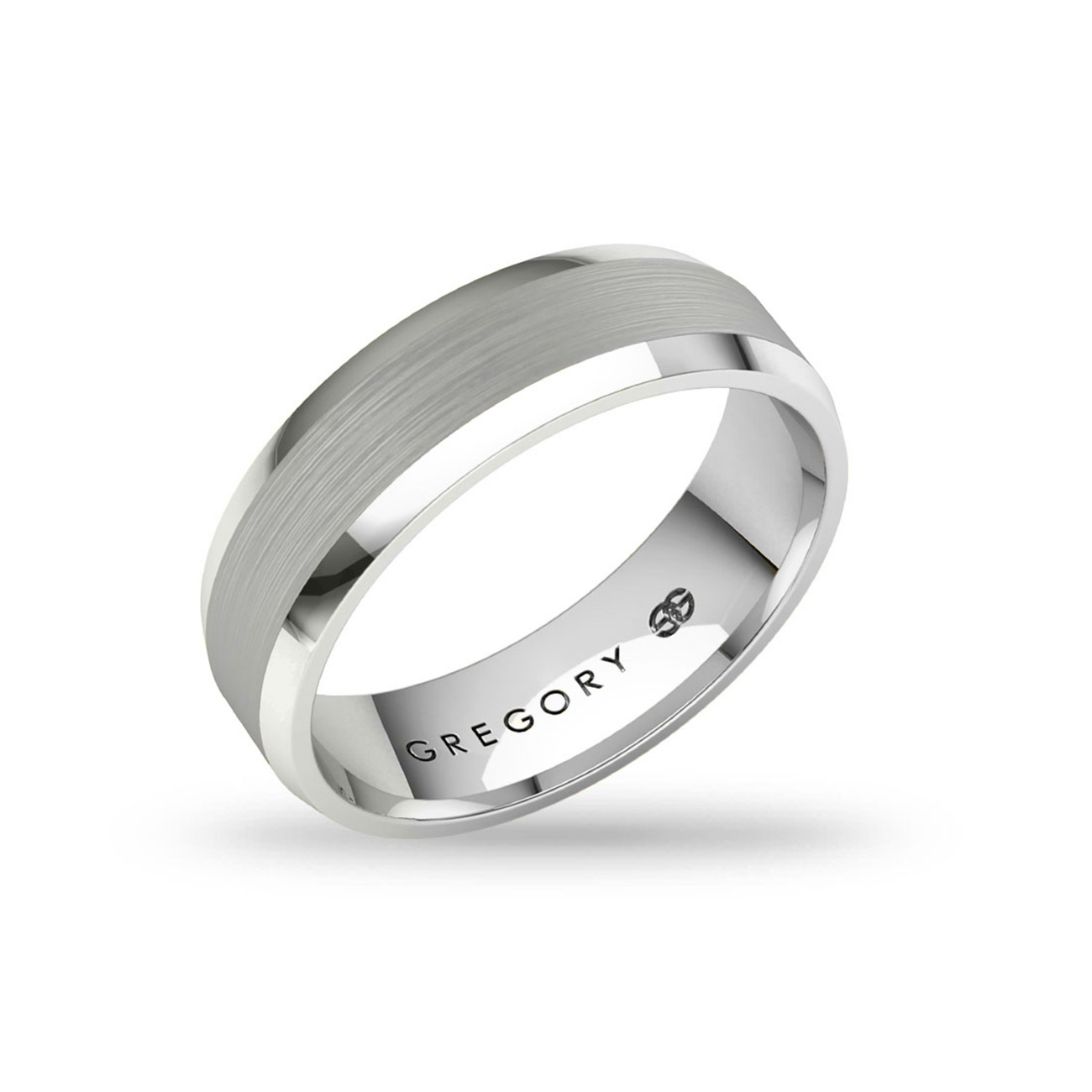 White Gold Modern Wedding Band