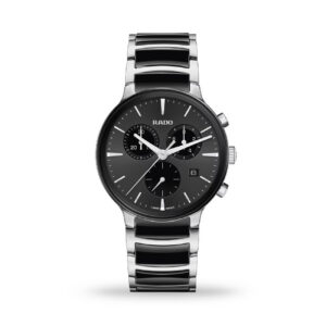 Rado Centrix Chronograph – Black Sunray Dial, Stainless Steel and Ceramic Bracelet, 41mm Quartz Watch