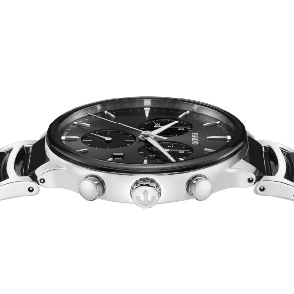 Rado Centrix Chronograph – Black Sunray Dial, Stainless Steel and Ceramic Bracelet, 41mm Quartz Watch