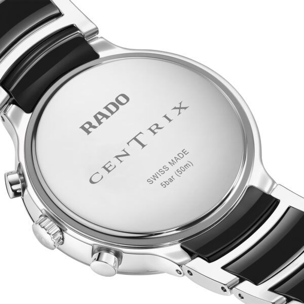 Rado Centrix Chronograph – Black Sunray Dial, Stainless Steel and Ceramic Bracelet, 41mm Quartz Watch
