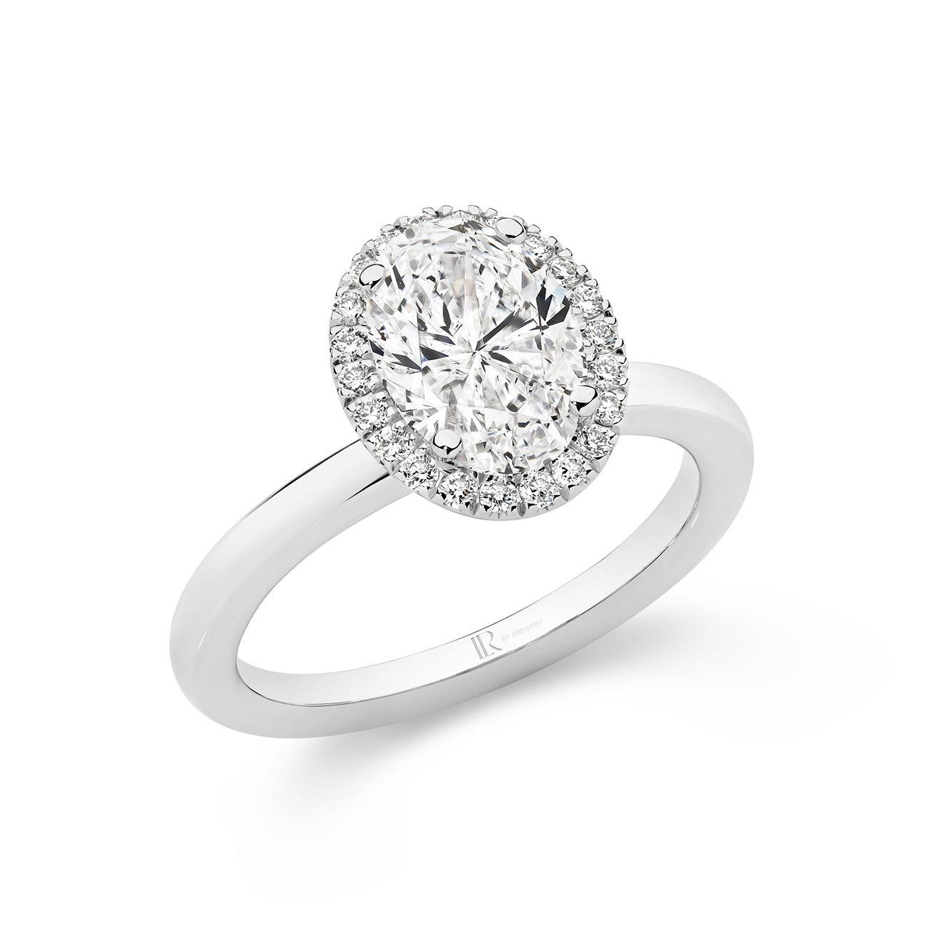 Infinity Oval Brilliant Lab Diamond Halo Engagement Ring In 18K White Gold