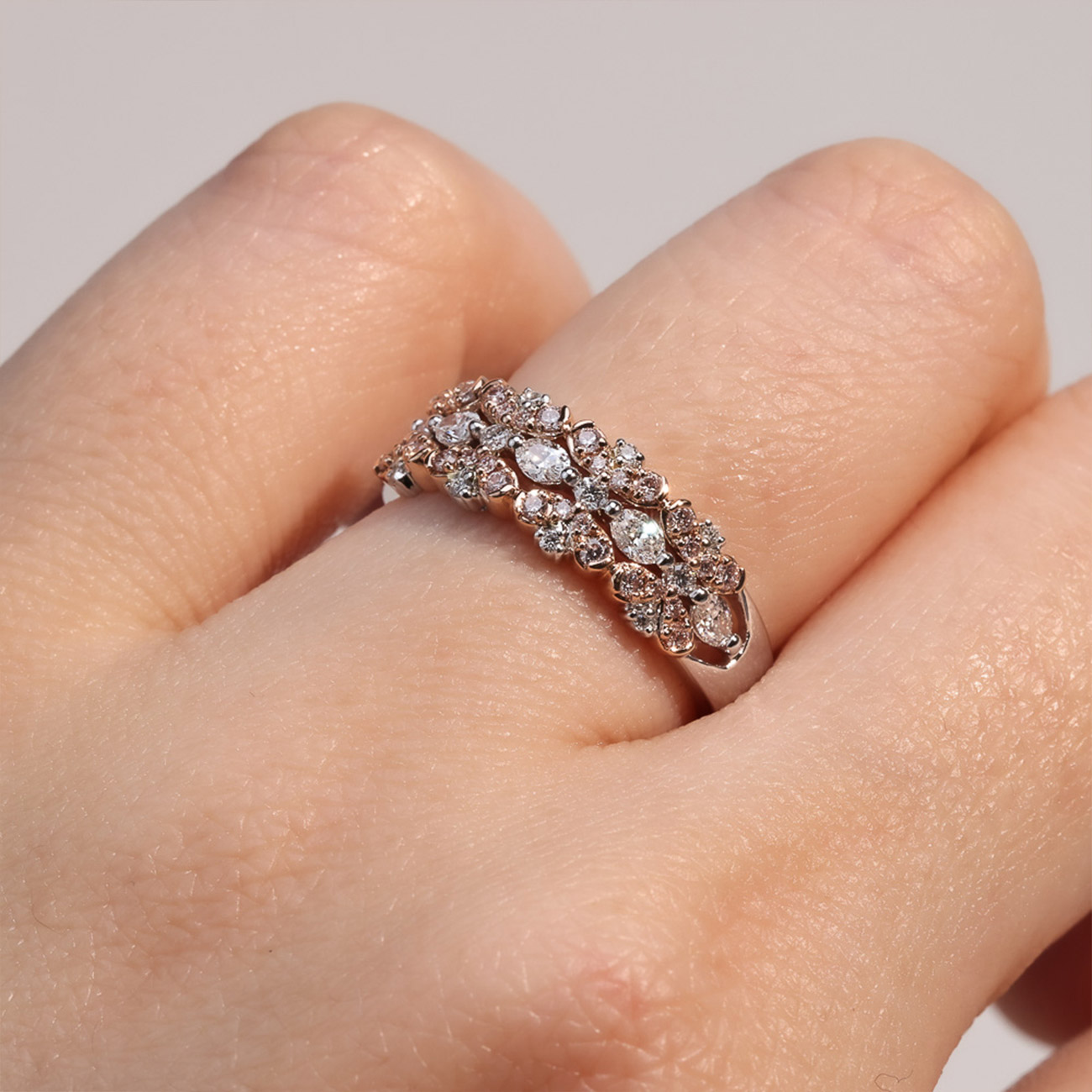 Pink &#038; White Diamond Blush Vivia Ring