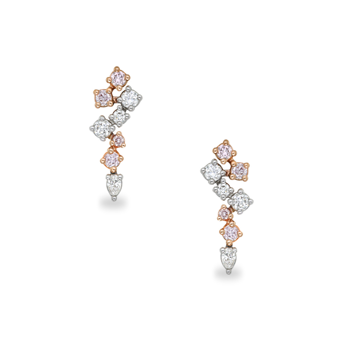 Pink &#038; White Diamond Blush Bisous Earrings