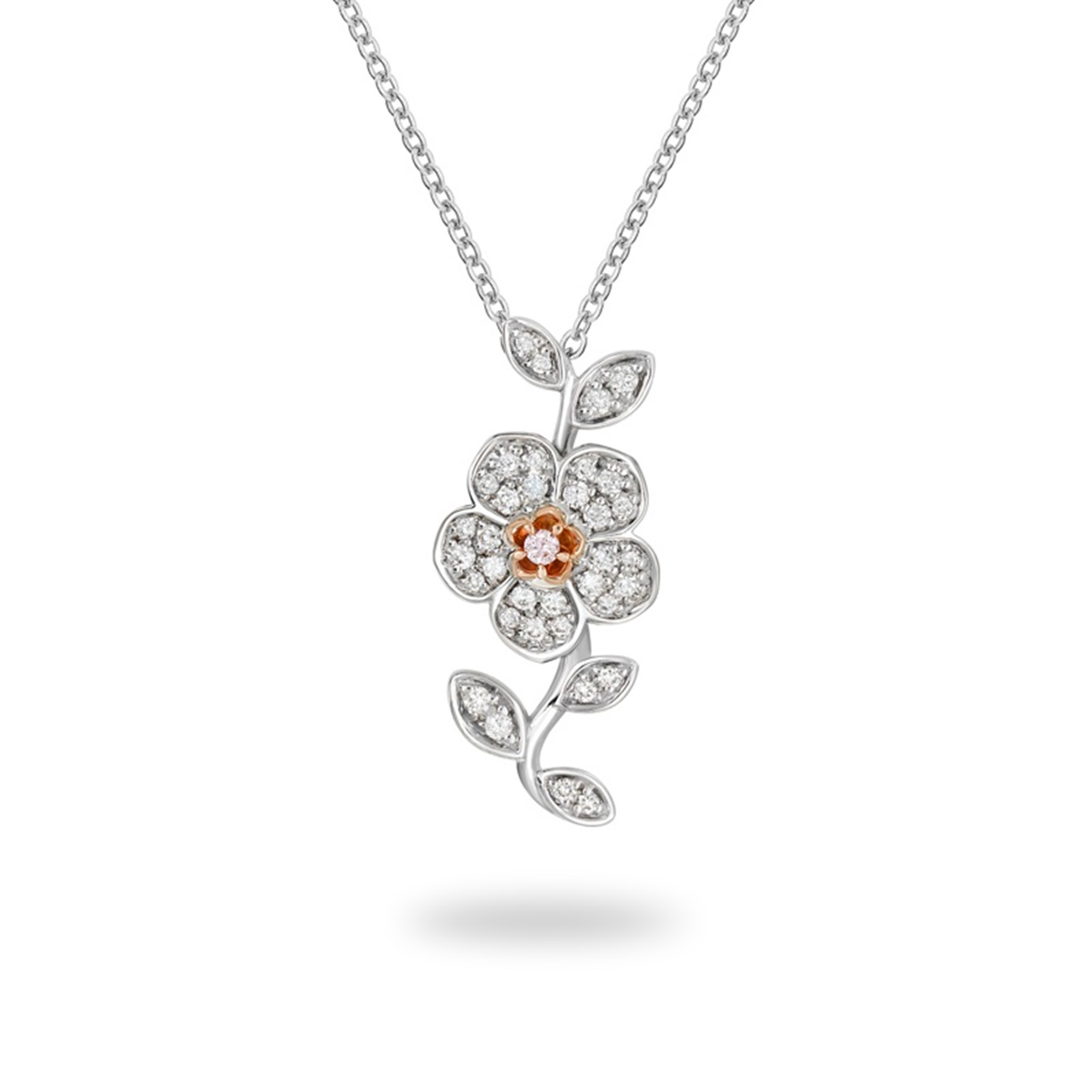 Pink &#038; White Diamond Blush Sakura Necklace