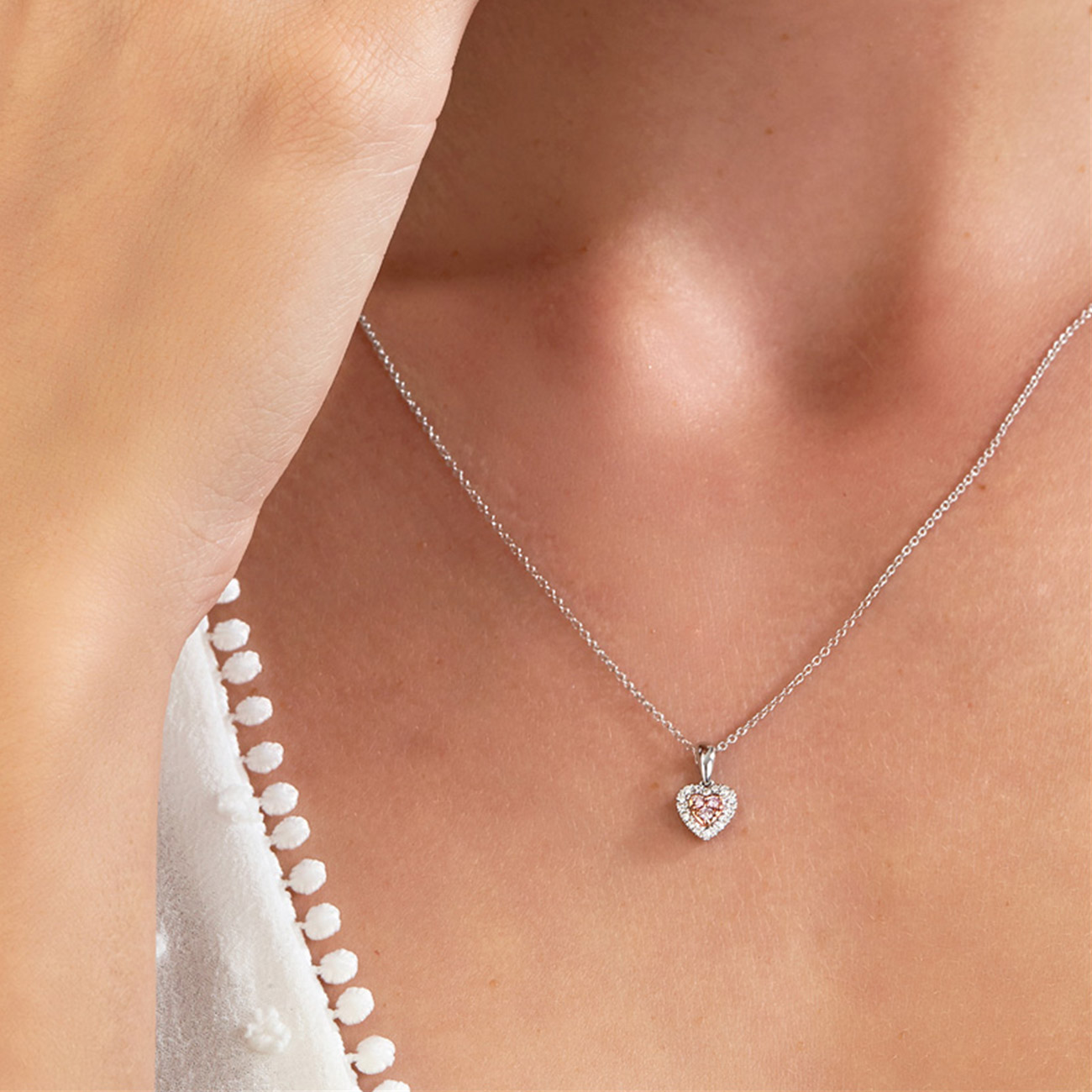 Pink &#038; White Diamond Blush Joy Necklace