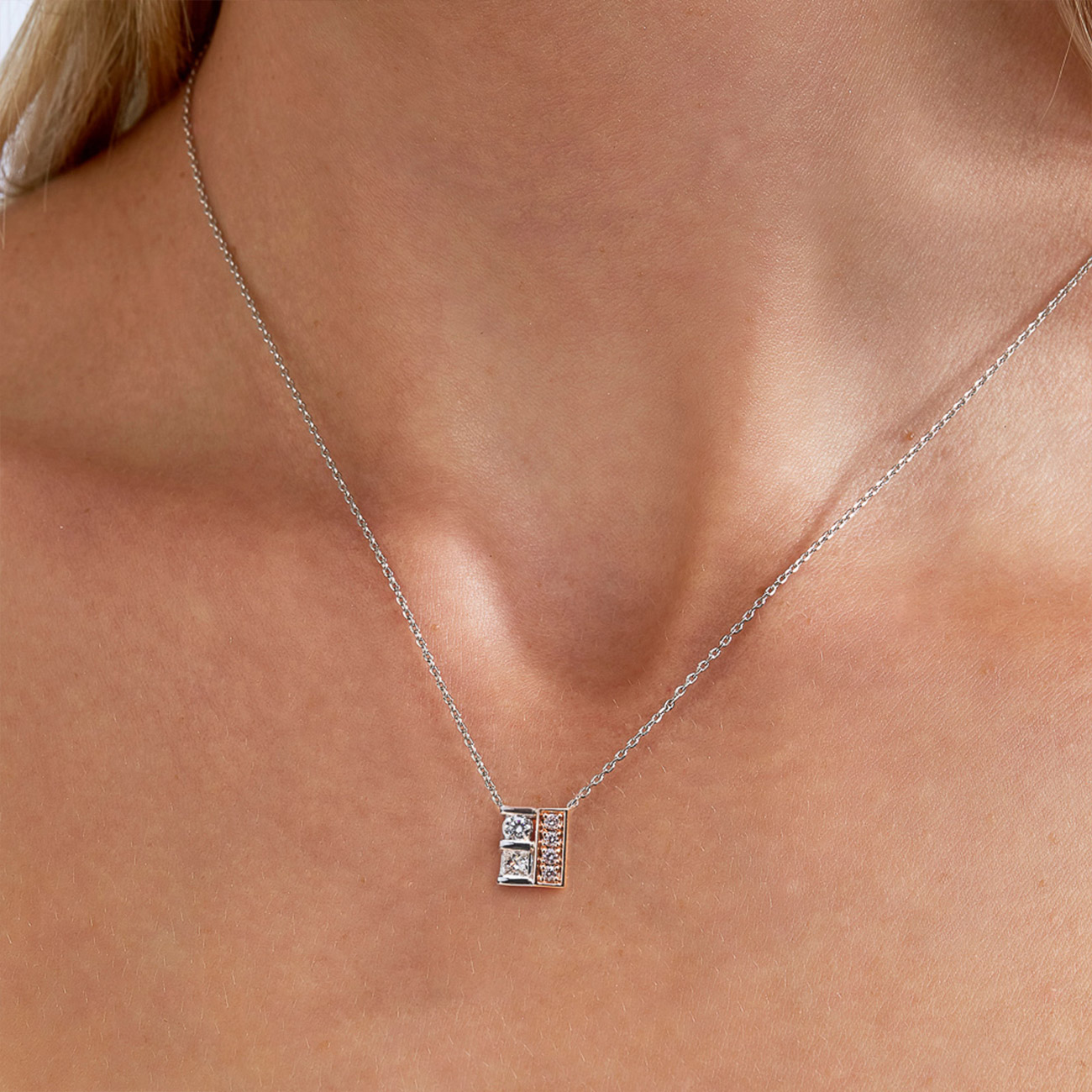 Pink &#038; White Diamond Blush Riley Necklace