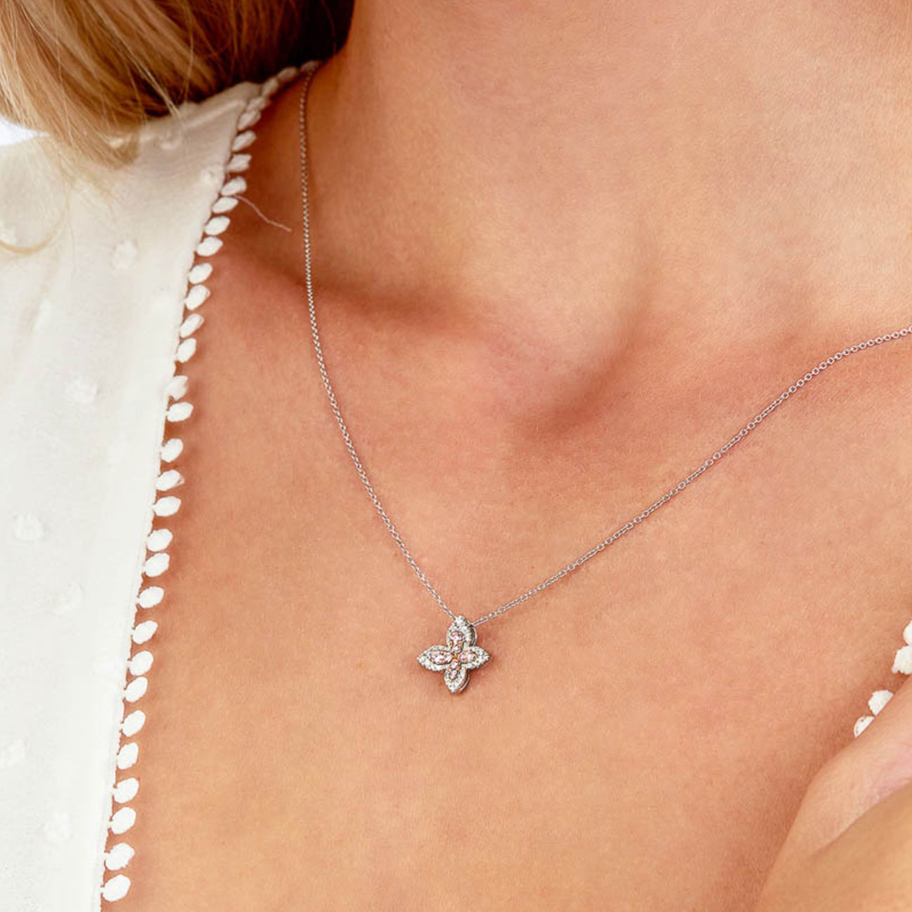 Pink &#038; White Diamond Blush Iria Necklace