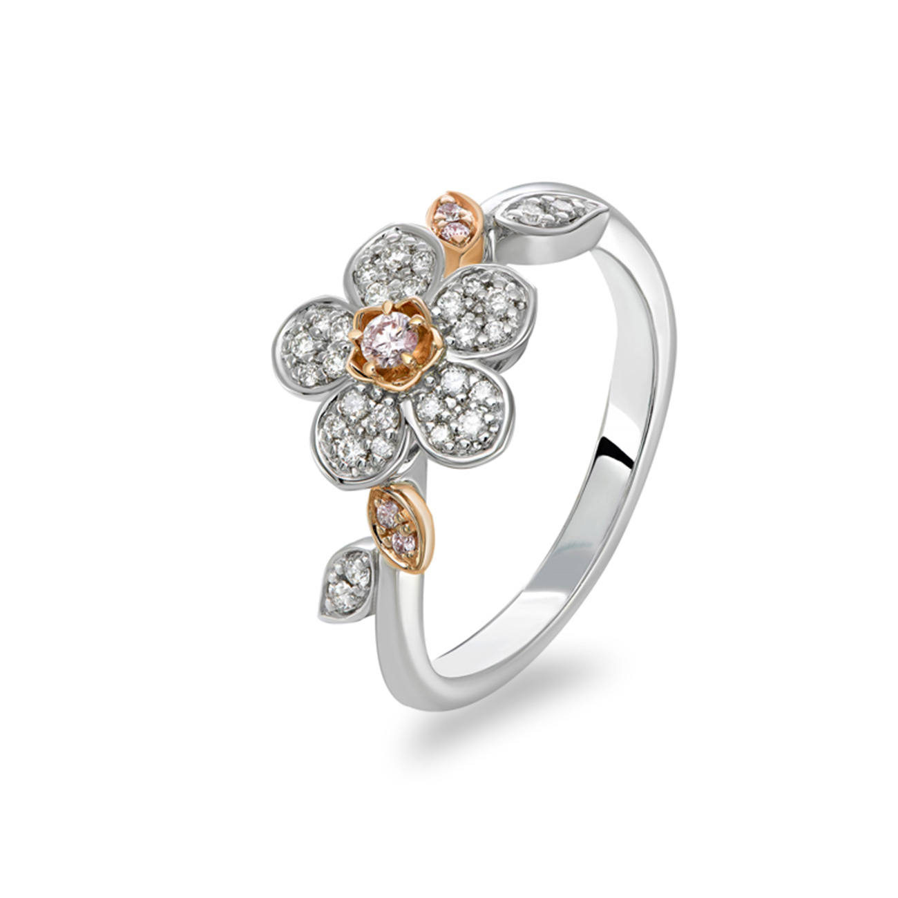 Pink &#038; White Diamond Blush Sakura Ring