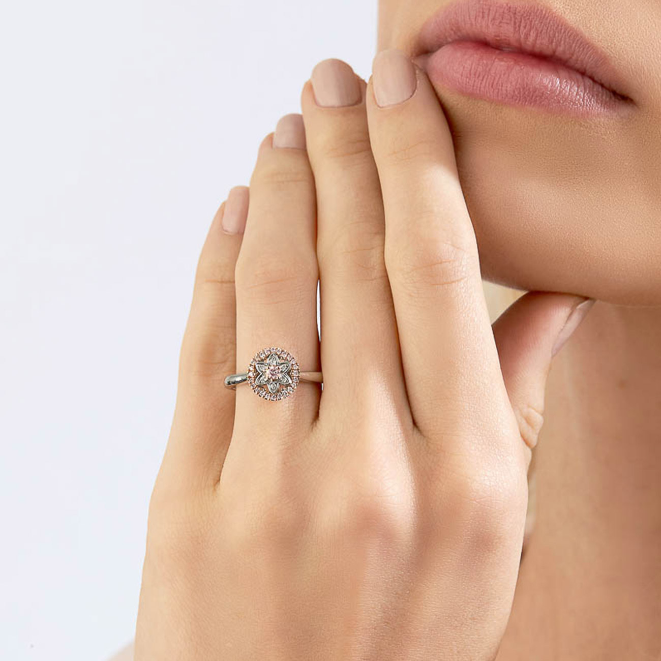 Pink &#038; White Diamond Blush Faith Ring