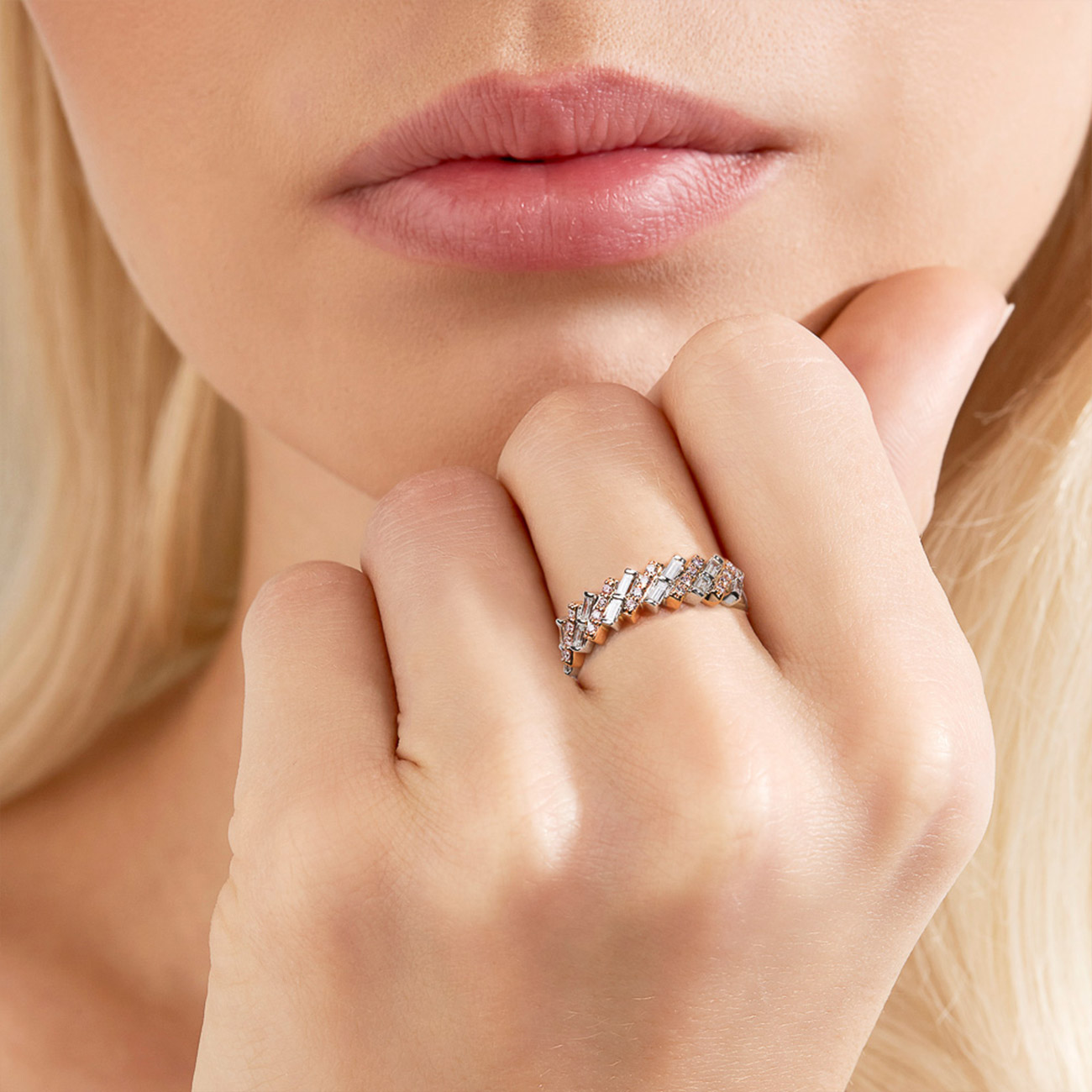 Pink &#038; White Diamond Blush Ellery Ring