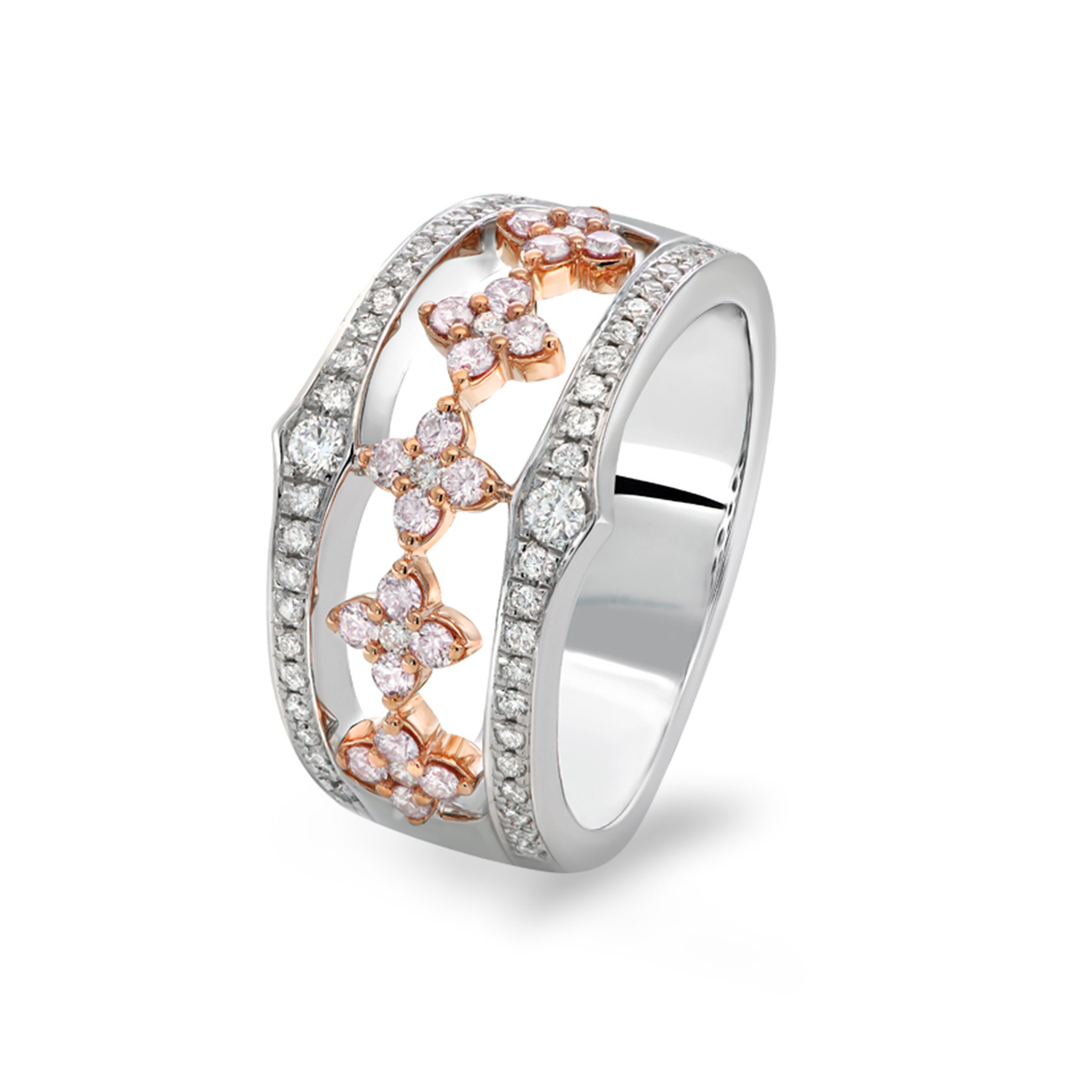 Pink &#038; White Diamond Kimberley Cresta Dei Fiori Ring