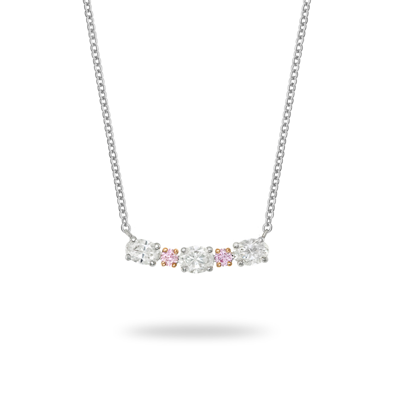 Pink &#038; White Diamond Kimberley Cinque Oval Necklace