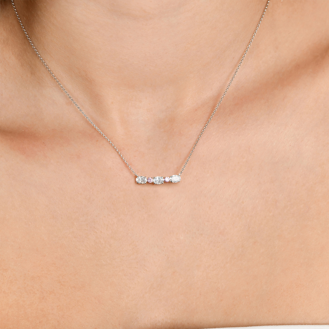 Pink &#038; White Diamond Kimberley Cinque Oval Necklace
