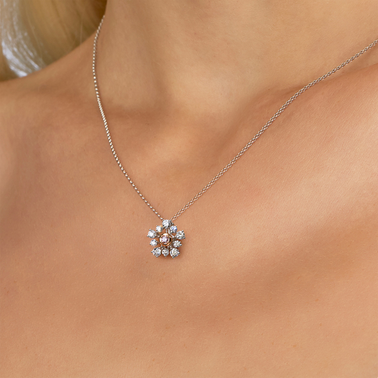 Pink &#038; White Diamond Kimberley Floriel Necklace