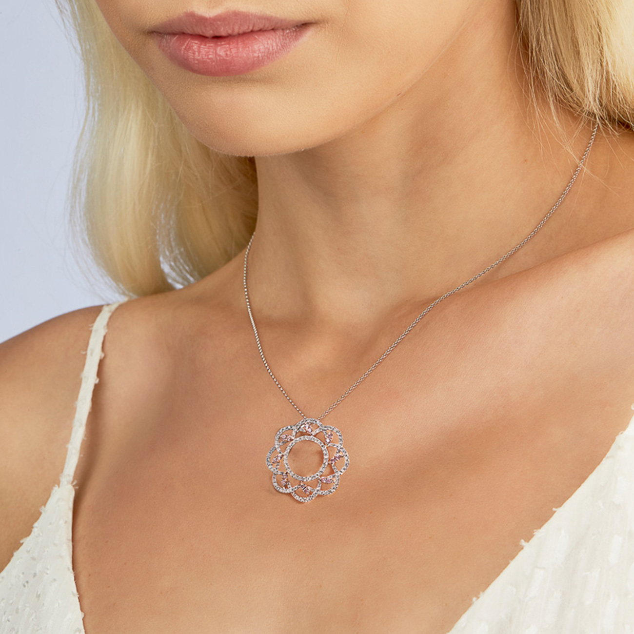 Pink &#038; White Diamond Kimberley Veronica Necklace