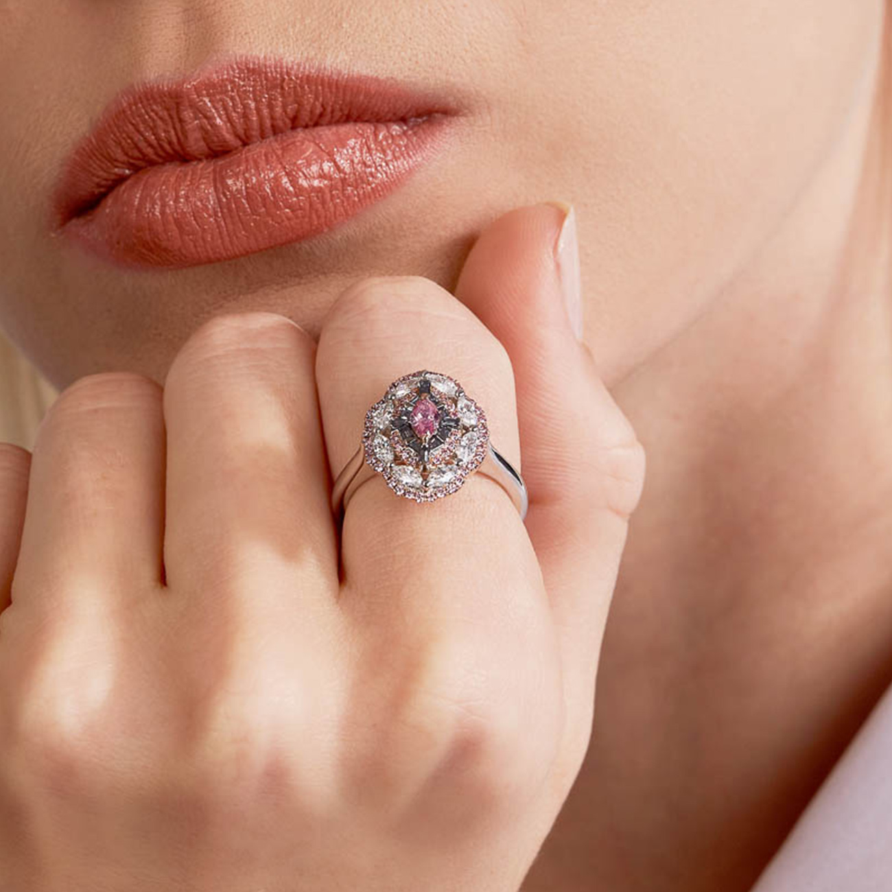 Pink &#038; White Diamond Kimberley Blue Danube Ring