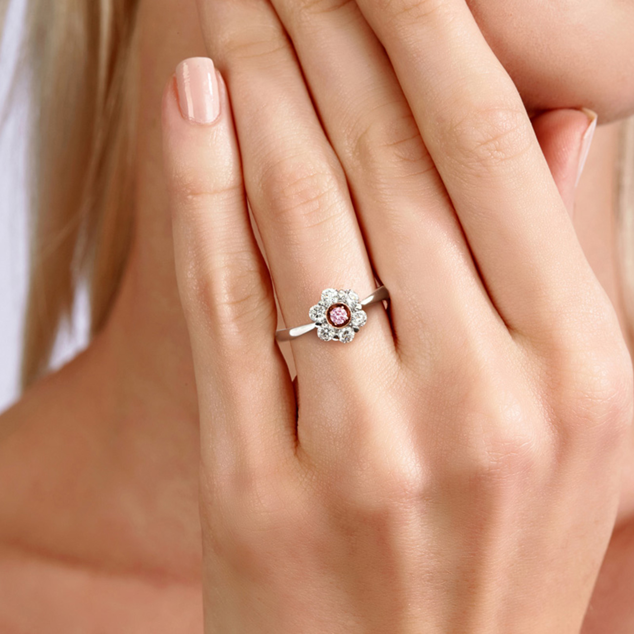 Pink &#038; White Diamond Kimberley Peony Ring