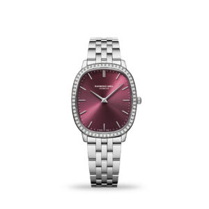 Raymond Weil Toccata 5280-STS-45001 with red grape dial and diamond-set bezel
