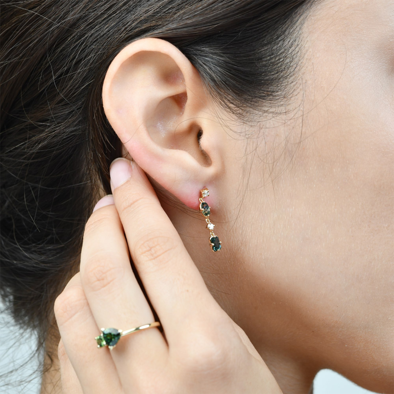 Multi-coloured Australian Sapphire &#038; Diamond Koa Earrings