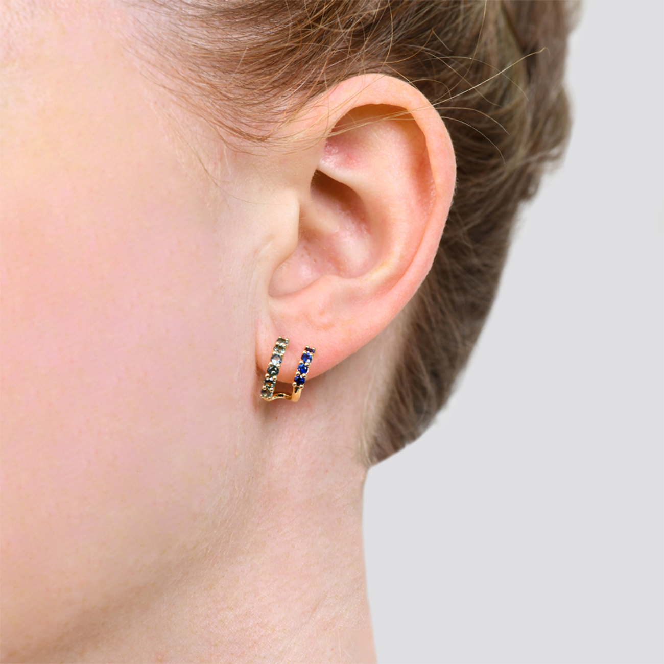 Blue &#038; Teal Australian Sapphire Scala Earrings