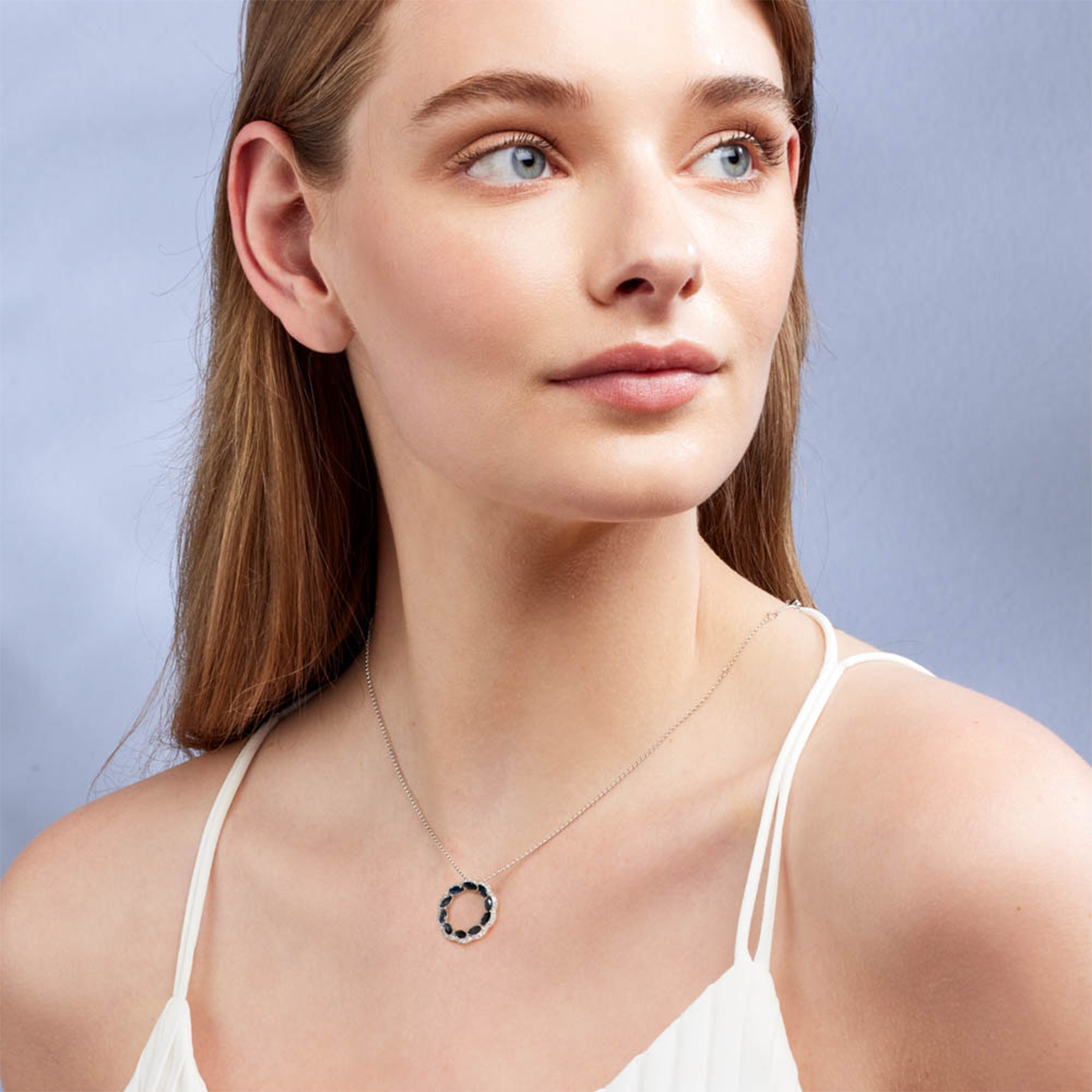 Blue Australian Sapphire &#038; Diamond Adeline Necklace