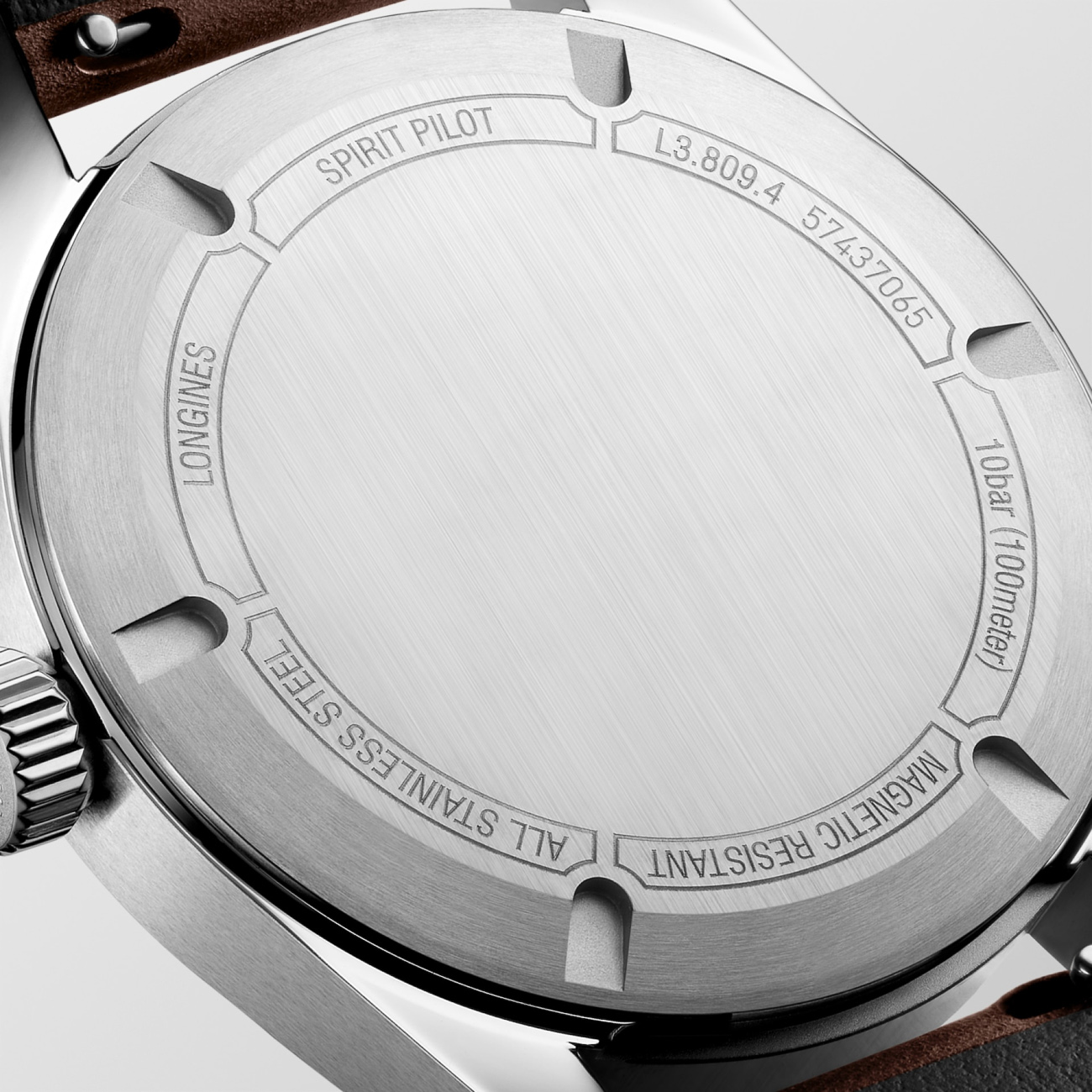 LONGINES Spirit Pilot L3.809.4.53.2 – 39mm Automatic Watch with Leather Strap LONGINES Spirit Pilot L3.809.4.53.2 automatic watch with black dial and brown leather strap