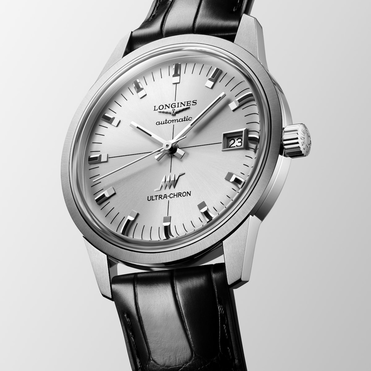 Longines Ultra-Chron Classic 37mm – L2.537.4.72.2 Automatic High-Frequency Watch Longines Ultra-Chron Classic L2.537.4.72.2 37mm automatic watch with silver dial and black alligator strap