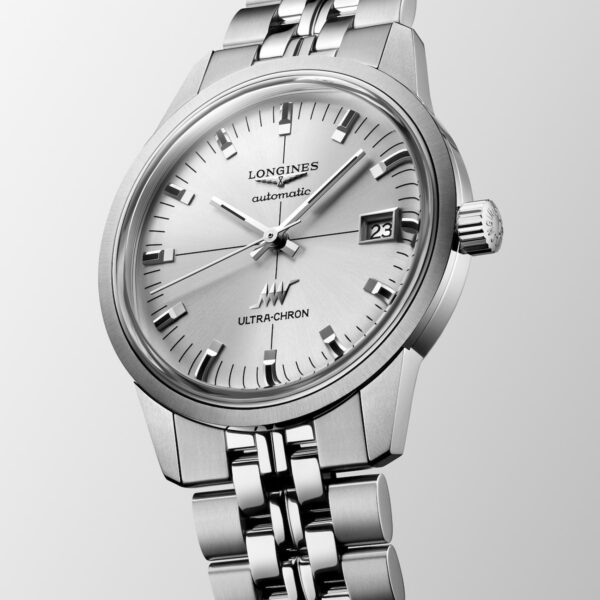 Longines Ultra-Chron Classic L2.537.4.72.6 37mm automatic watch with sunray silver dial and stainless steel bracelet