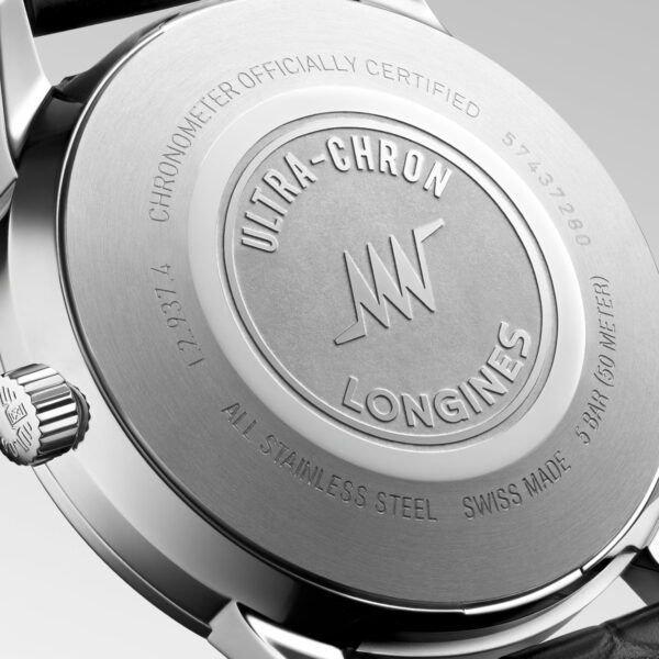 Longines Ultra-Chron Classic L2.937.4.72.2 40mm automatic watch with sunray silver dial and black alligator strap