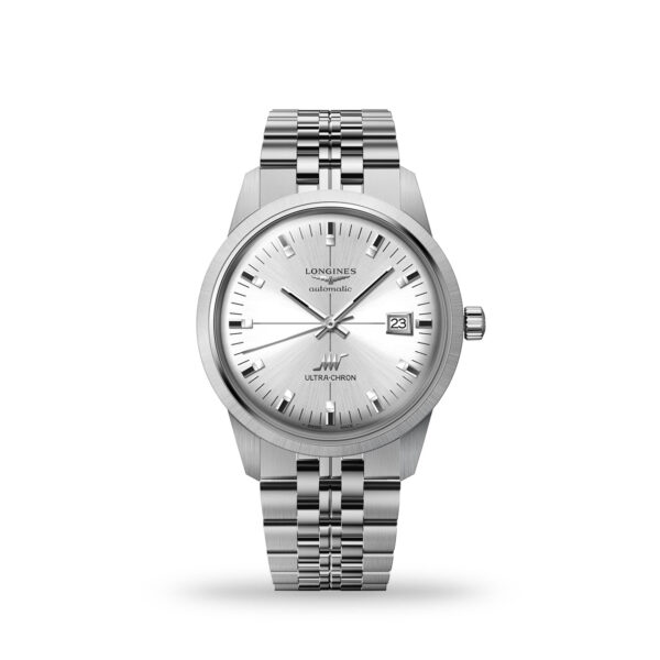 LONGINES Ultra-Chron Classic L2.937.4.72.6 automatic watch with sunray silver dial and stainless steel bracelet