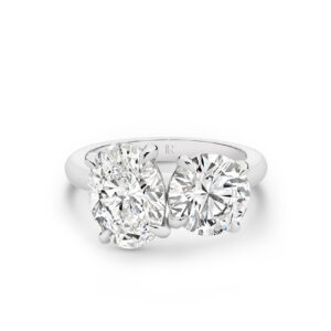 Harmony Oval and Round Lab Diamond Toi Et Moi Large Ring in 18K White Gold
