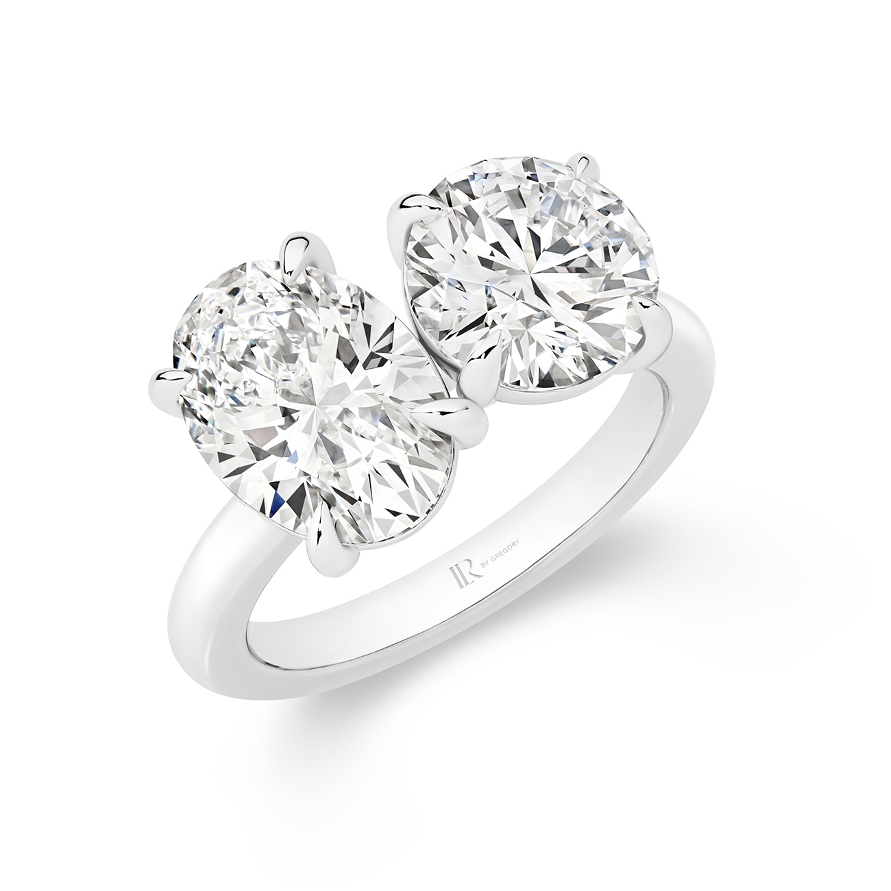 Harmony Oval &#038; Round Lab Diamond Toi Et Moi Large Ring in 18K White Gold