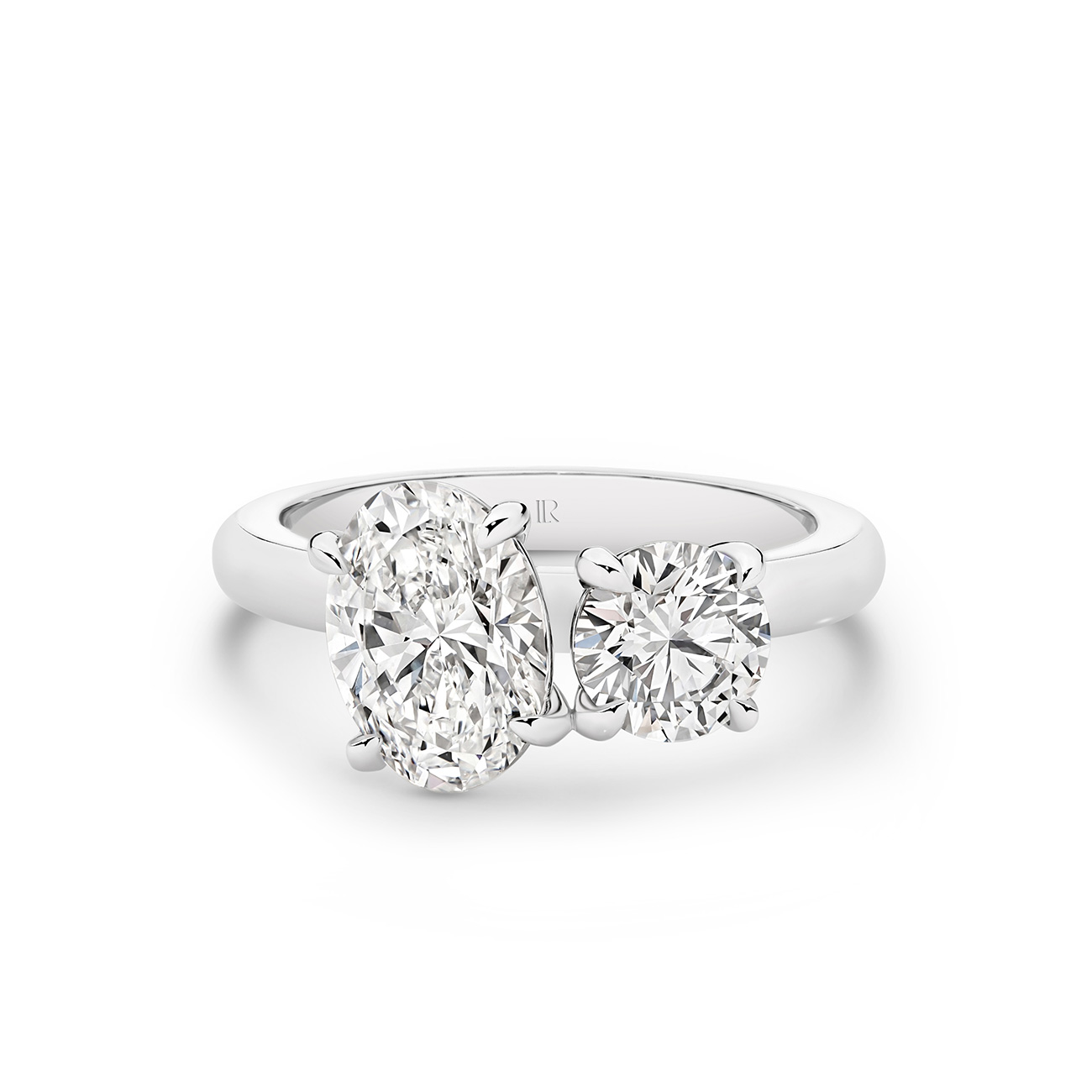Harmony Oval &#038; Round Lab Diamond Toi Et Moi Small Ring in 18K White Gold
